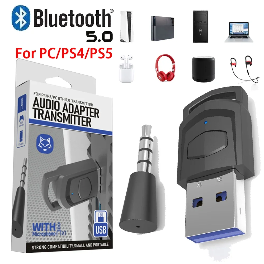 Drahtloser Kopfhörer adapter Empfänger für Sony PS5/PS4 Spiele konsole PC Gaming Zubehör Headset Bluetooth 5,0 Audio Sender Image