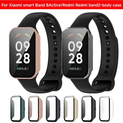 PC-Gehäuse gehärtetes Glas für Xiaomi Mi Band 8 aktive Voll schutz Displays chutz folie Smartwatch Stoßstange für Mi Band8 Mi8 Active Shell Image