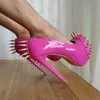 Laigzem Gold nieten Frauen Pumps glänzende Plattform Slip auf dünnen High Heels Cosplay Damen hand gefertigte Schuhe Frau Größe 38 43 44 46