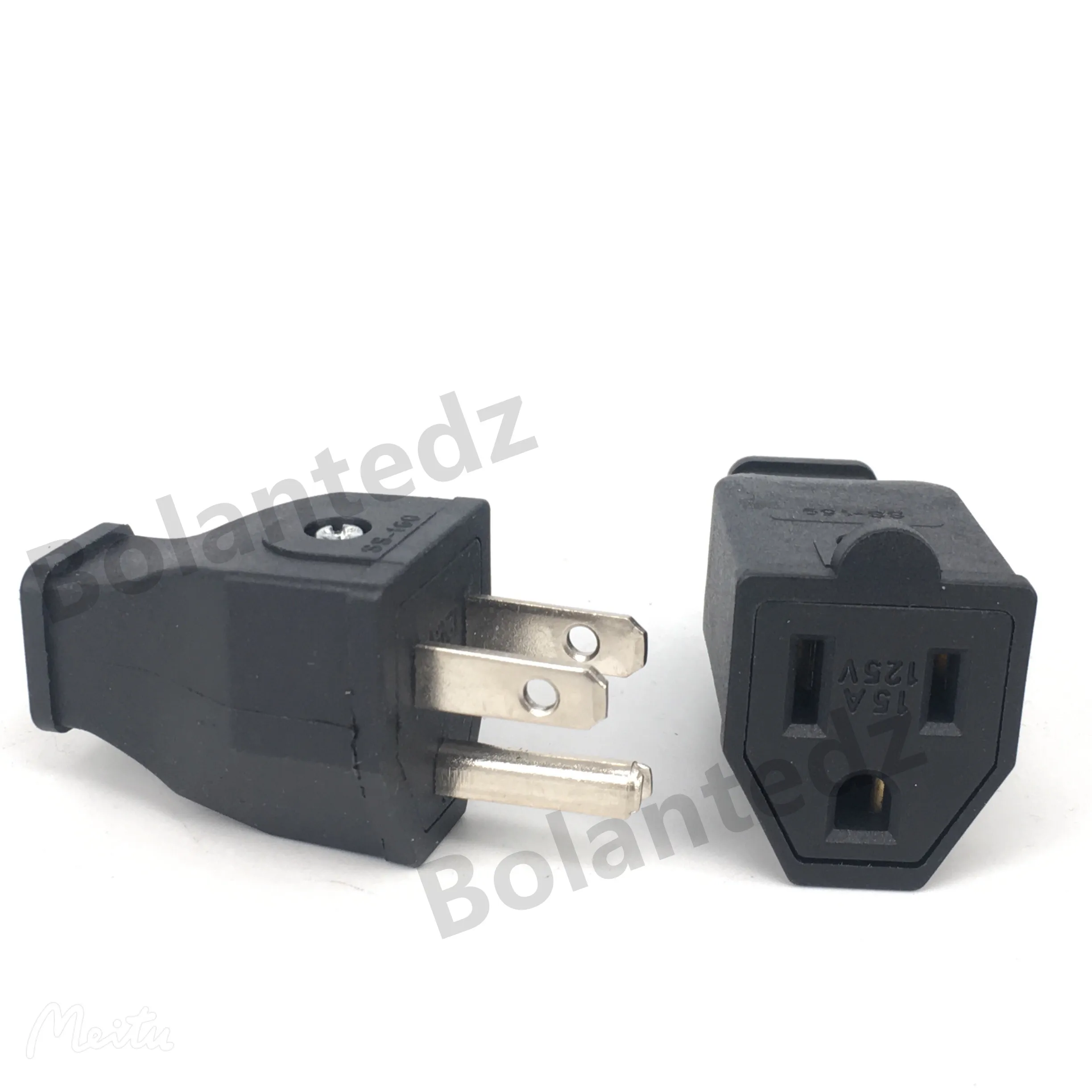 Schwarz 125 V 15 A Nema L5-15P L5-15R US-Buchse Stecker USA Triprong Steckdose Verkabelung Steckdose AC-Buchse Stecker Image