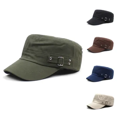 Militär Stil Kadett Armee Kappe Männer Frauen gewaschen Baumwolle Flat Top Kappe Sommer Herbst verstellbare Chapeau Visier Hut