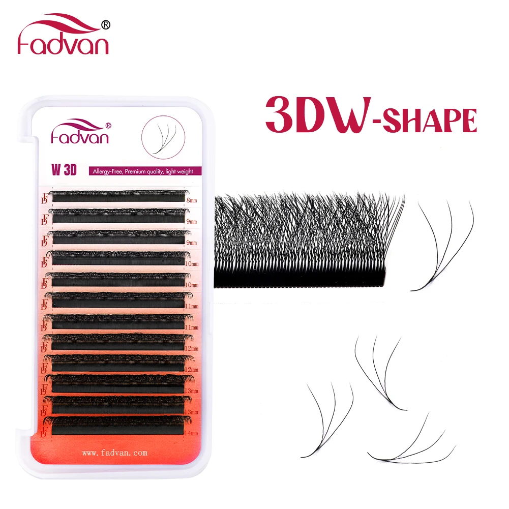 Fadvan 3D W Lashes C/D/M Curl 0,07 mm vorgefertigte Fächer-Wimpernverlängerungen, natürliches weiches Schwarz, W-Style-Wimpern, einzelne Wimpern aus künstlichem Nerz Image