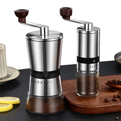 Manual Coffee Grinder Ceramic Grinding Core 6/8 Gears Adjustable Settings Portable Coffee Grinders