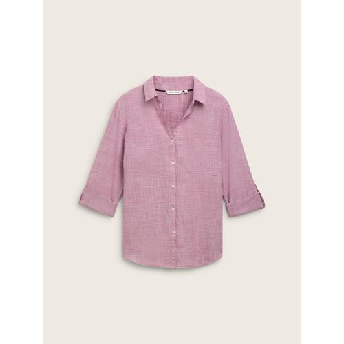 TOM TAILOR Damen Plus - Strukturierte Bluse, rosa, Uni, Gr. 46