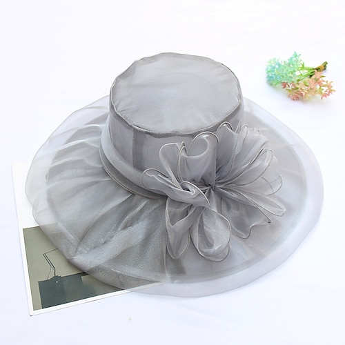 Vintage-Hochzeitshüte, Hochzeitsaccessoires, zusammenklappbare Sonnenschutzhüte, Fascinator, eleganter, großer, breiter Krempe, formeller Hut Image