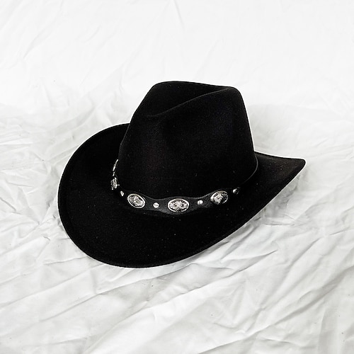 weißer Western Cowboyhut Damen Herren lockiger Cowboy Girl Fedora mit Leder Fedora Toca Toca Rider Hut Image