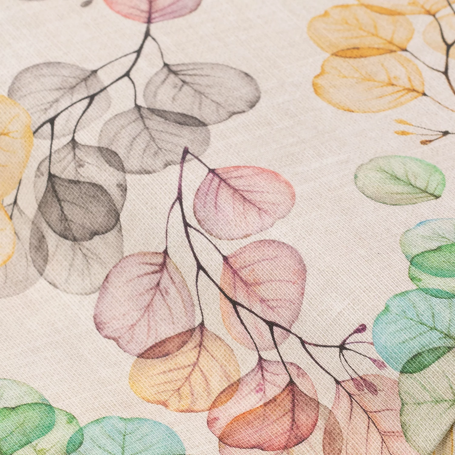 Dekostoff Bunte Blätter Lorena, natur-color Image