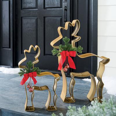 Christmas Outdoor Metal Reindeer, Set Of 2 - Grandin Road