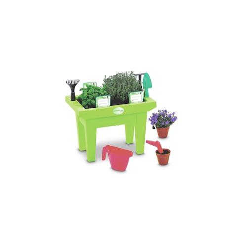 BURI Kinder-Hochbeet mit Gartenwerkzeug Frühbeet Pflanzkasten Kräuterbeet Gemüsebeet