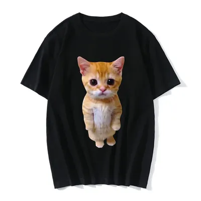 Short Sleeve Tee Cartoon Summer Accessories Round Neck Woman Clothing Kitten Women Tops Loose