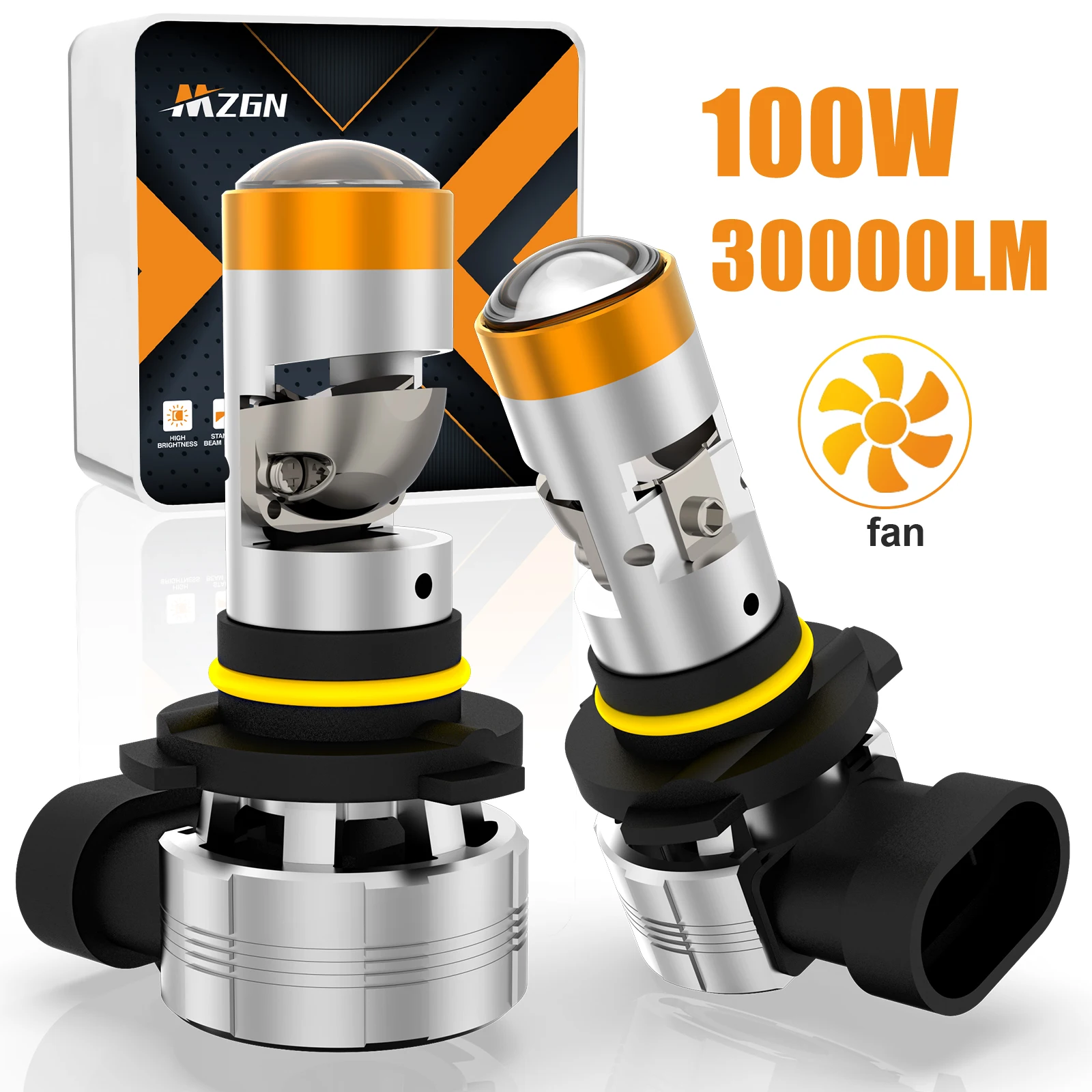 MZGN 2 pezzi 9005 9006 9012 H7 H11 H4 HB3 HB4 Bi LED lente per proiettore lampadina per fari Turbo 30000lm lampada, luci a LED per auto 6000K ﻿