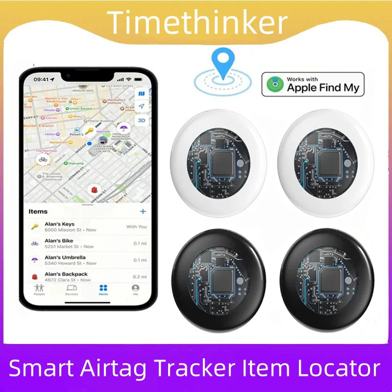 Timethinker Bluetooth GPS Tracker Smart Tag Airtag Funktioniert mit Apple Find My APP ITag Locator Air Tags Pet Key Finder für iOS Image