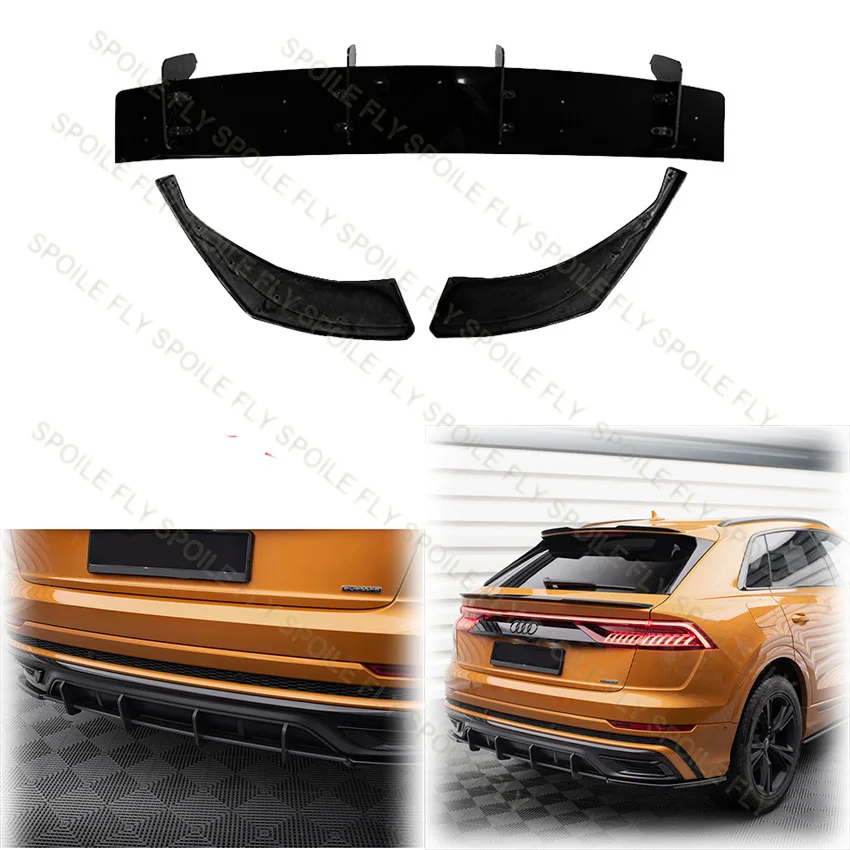 2018 bis für Audi Q8 S-Line Sline Sportback Auto Hecks toß stange Diffusor Lippen spoiler hochwertige abs glänzend schwarz Body Kit Image