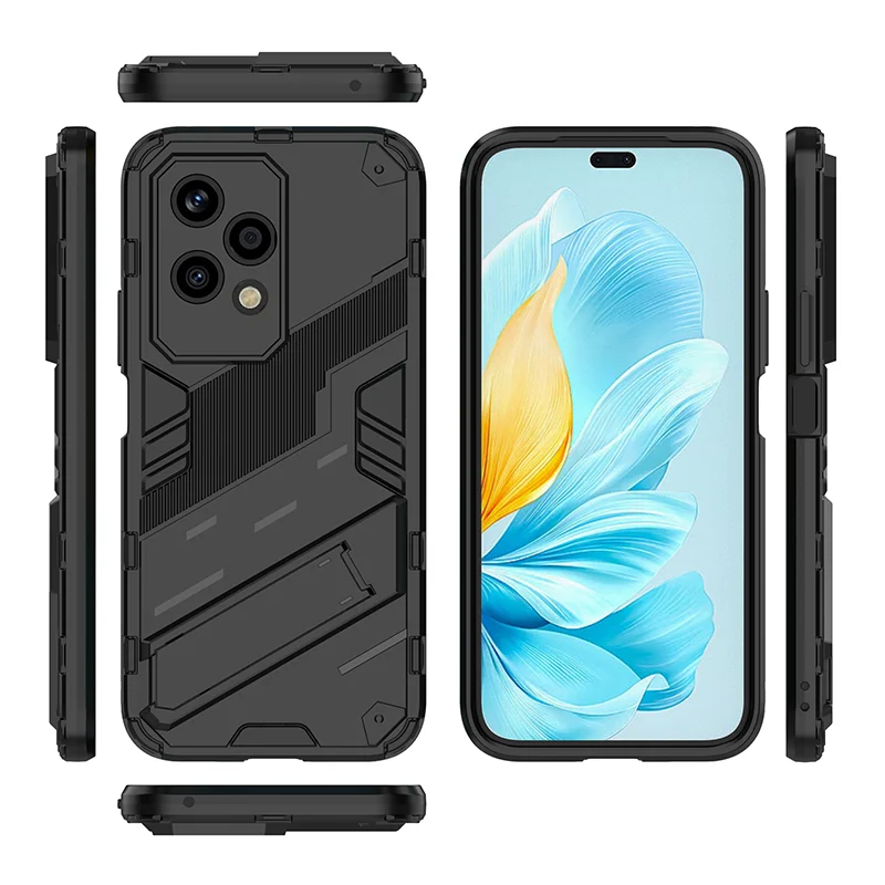 Luxus Einfarbig Rüstung Weiche TPU + Harte PC Halter Stoßfest Telefon Fall Für Honor 200 Pro 90 70 50 100 pro Lite Bumper Zurück Abdeckung Image