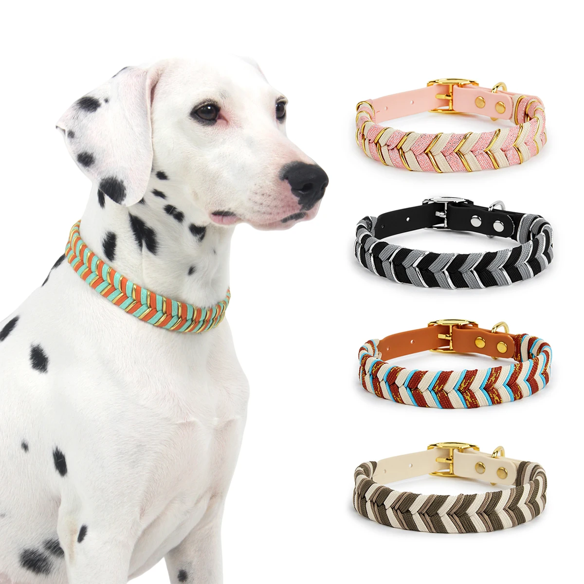 Heimtierbedarf, handgefertigtes Hundehalsband, modisches buntes Design, Katzenhalsring für Spaziergänge im Freien, Hundehalsband, hochwertiges verstellbares Halsband Image