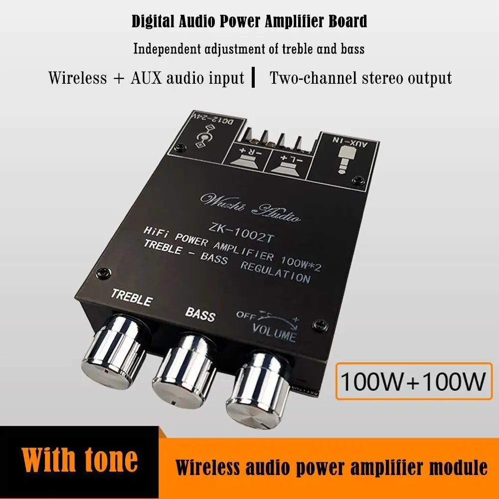 ZK-1002T bluetooth-kompatible verstärker hifi 2,0 kanal 100 wx2 audio modul kit Image
