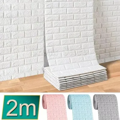 70 cm * 2 m Lange 3D Ziegel Wand Aufkleber DIY Dekor Selbstklebende Wasserdichte Tapete Für Kinderzimmer Schlafzimmer küche Home Wand Dekor Image