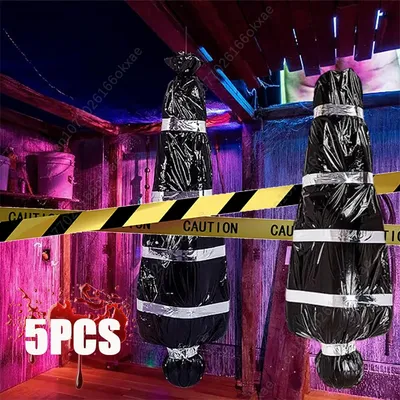 1-5 Stück Halloween Leiche Requisiten Horror blutige Leichensack Spukhaus hängen Dekoration Set Image