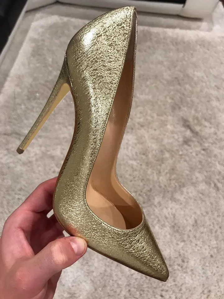 Sexy 12cm Absatz Damen Pumps Spitze Schuhe Goldene Dünne Hohe Absätze Mode Hochzeit Party Formelle Schuhe Damen Große Größe 45