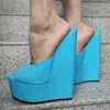 Zhima Frauen Pumps 5cm Plattform 20cm High Heels Panto letten Peep Toe glänzenden Slip auf Abschluss ball hand gefertigte Schuhe Frau Größe 36 41 43 45 48