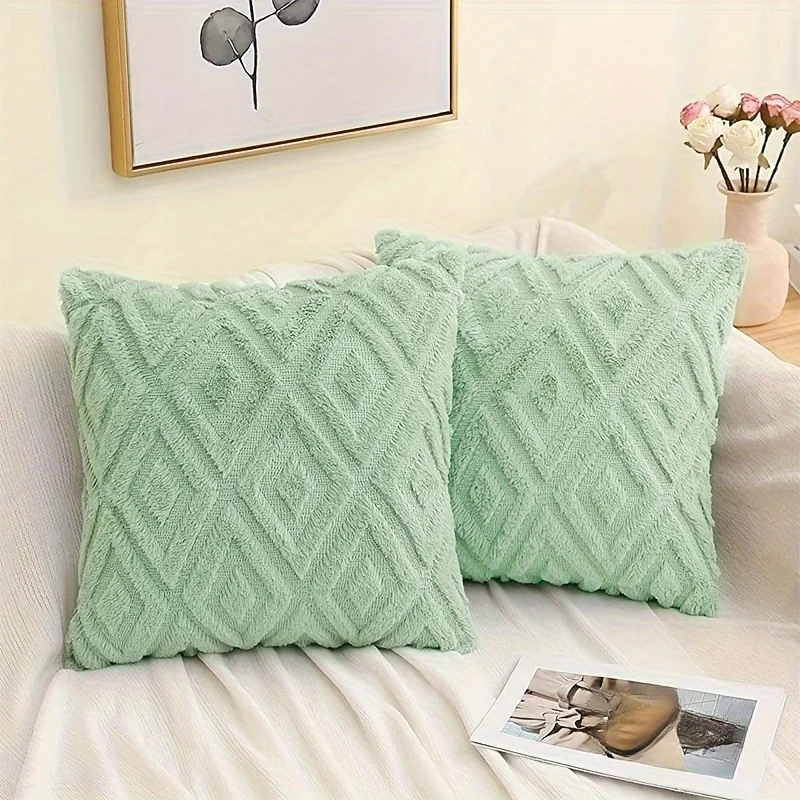 Moderne einfache Raute Jacquard Plüsch Kissen bezug Sofapillow nordischen Stil Büro Taille Nacht kissen Auto Wurf kissen