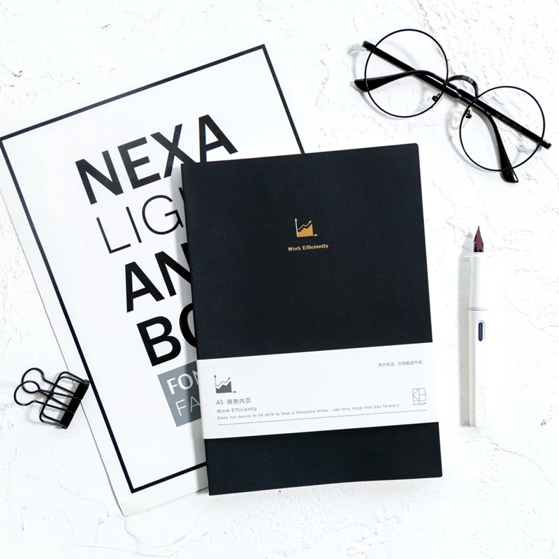 Kinbor BOR Arbeit Plan Täglichen Zeitplan Business Notebook Minuten von Sub-treffen A5 Leder Effizienz Manuelle Image