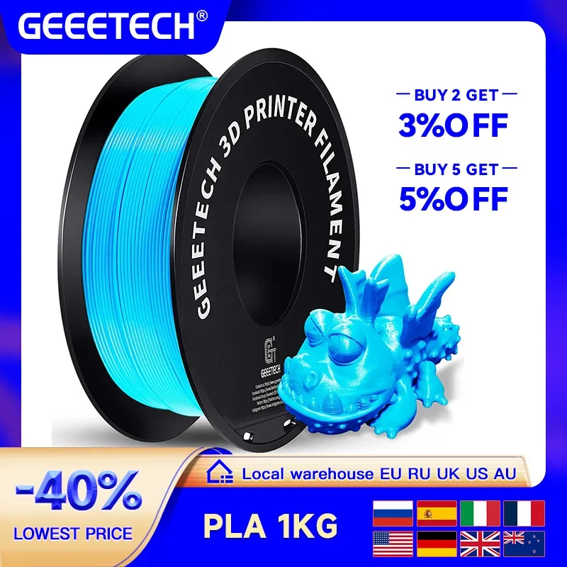 Geeetech Standard-PLA-Filament 1 kg 1,75 mm 3D-Drucker-Kunststoffmaterial, Genauigkeit 0,03 mm, kostenloser Versand, passend für die meisten FDM-Drucker Image