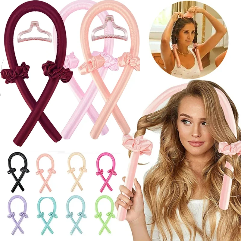 Heatless Hair Curler Lockiges Haar Keine Hitze Lockiges Haar Produkte Satin Seide Stirnband Übernachtung Haar Styling Werkzeuge boucleur cheveux Image