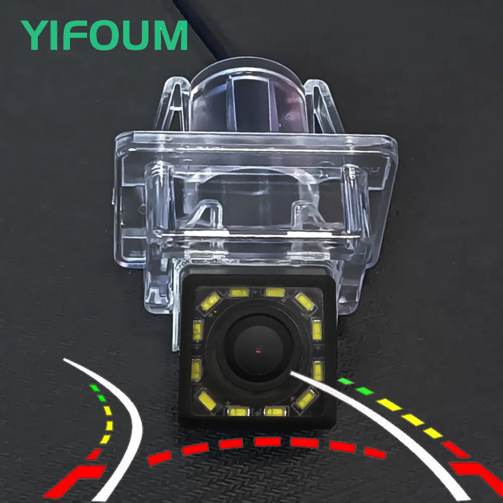 AHD Fisheye 12LED Dynamische Flugbahn Auto Rückansicht Drahtlose Kamera Für Mercedes-Benz C Klasse W204 C180 C200 C280 c300 C350 2007- Image