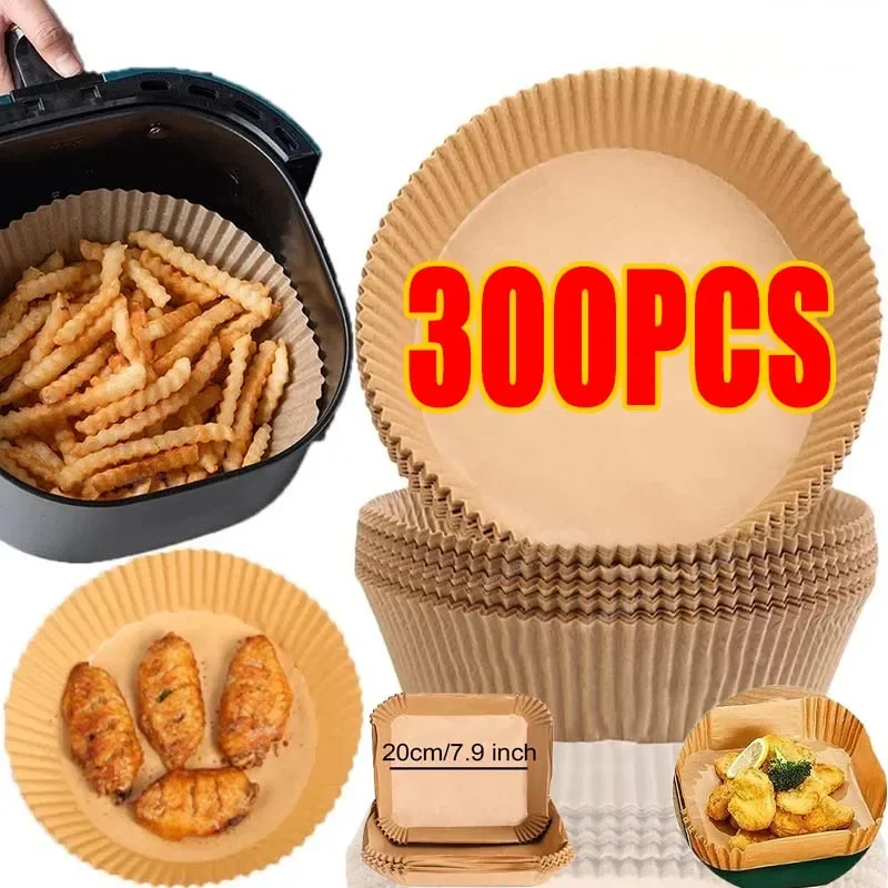 50/100PCS Air Friteuse Einweg Papier Platz Runde Backpapier Grill Platte Antihaft-Matte Küche Ofen Öl absorbieren Papier Werkzeug Image