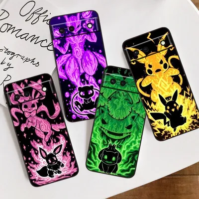 P-Pokémon Art For Google Pixel 8 7A 7 6A 6 5A 5 4 4A XL 5G Black Silicon Shockproof Shell TPU Phone Case