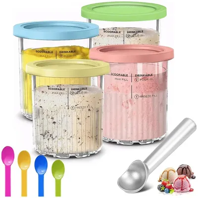 Ice Cream Containers Replacement For Ninja Creami Pints And Lids 24Oz Cups Creami Deluxe NC501 NC500