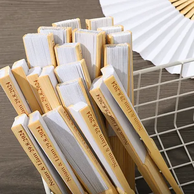 50-100PCs Personalized Engraved folding silk hand fan with gift bag, elegant and personalized,
