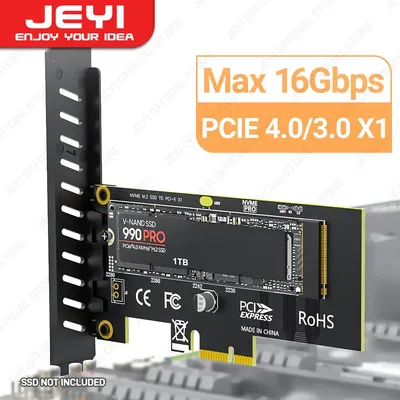 JEYI M.2 NVME SSD to PCIE X1 Adapter Card, 2280 SSD PCIe 3.0 4.0 Expansion Card for Desktop PC,