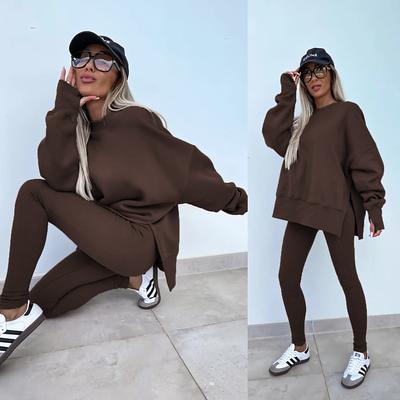 Women's Tracksuits Sets Pure Color Fashion Comfort Daily Gyms Cotton Blend Breathable Crew Neck Long Sleeve Hoodie Pant Spring Fall Home Outfits