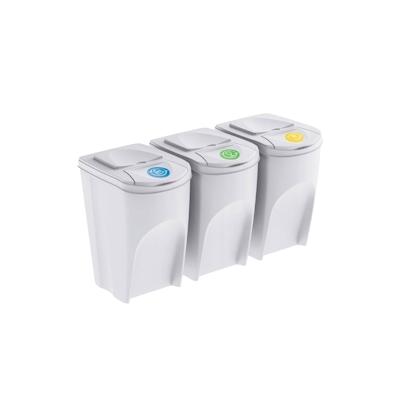 WellHome - Set mit 3 cremefarbenen Kunststoff-Mülleimern 3x35L Image