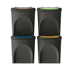 WellHome - Set mit 3 schwarzen Kunststoff-Mülleimern 4x25L Image