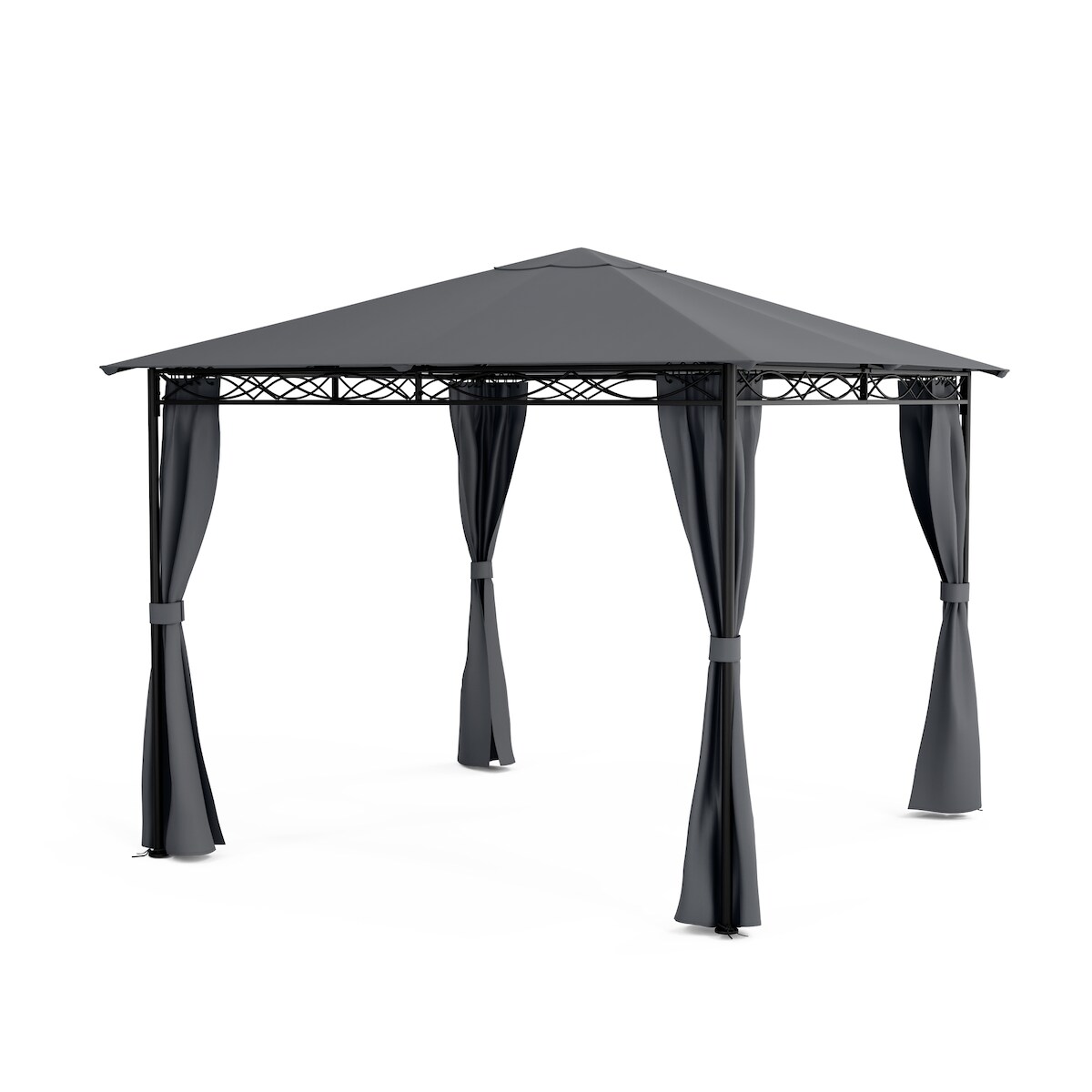 Blumfeldt Mondo 3x4 Pavillon mit Metallrahmen und 4 Seitenwänden Dunkelgrau Image