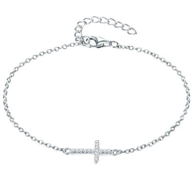 Lulu & Jane - Armband Kreuz aus Sterling Silber in Silber mit Zirkonia Armbänder & Armreife 1 ct Damen Image