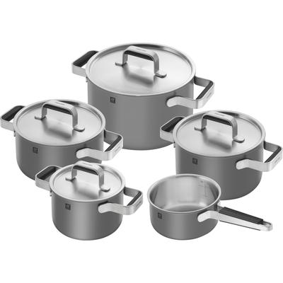 Topf-Set ZWILLING "Pure", grau (grau, 5tlg. set), Töpfe, Stay-Cool-Griffe, 3-lagige Bodentechnologie