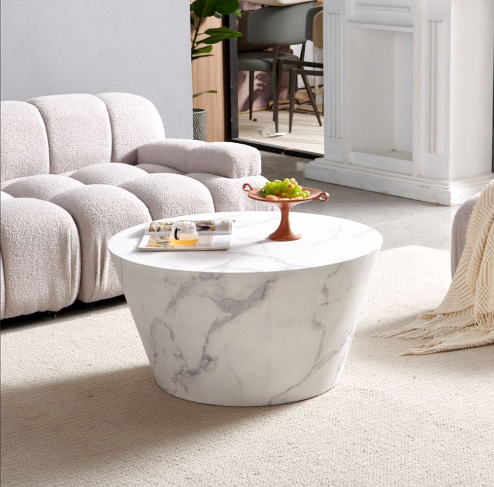 Couchtisch SALESFEVER "Coffeetable Wohhnzimmertisch im minimalistischen Stil", weiß (weiß, weiß, weiß), B:80cm H:42cm T:80cm, MDF, Tische, Couchtisch, foliert in Marmoroptik