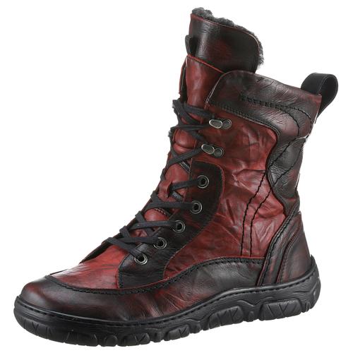 Winterboots KRISBUT Gr. 40, rot (rot, schwarz used) Damen Schuhe Schnürboots, Stiefel, Komfortschuh mit Warmfutter