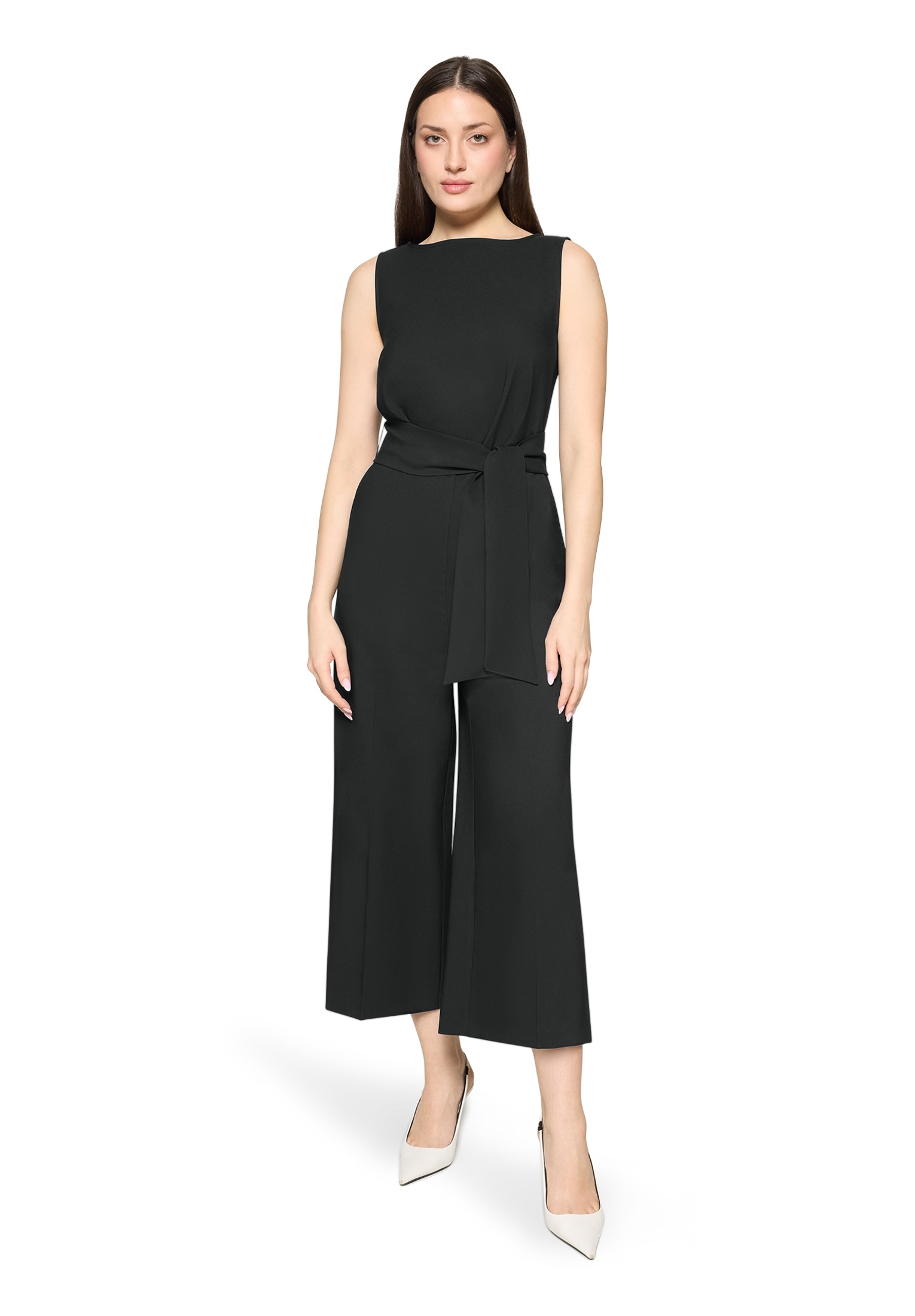 Overall BETTY BARCLAY "Damen mit Eingrifftaschen", Damen, Gr. 40, Normalgrößen, schwarz, Obermaterial: 86% Polyester, 14% Elasthan, figurumspielend, Rundhals, Overalls Overall, Form Image