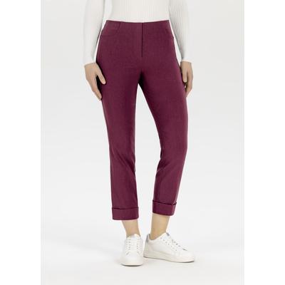 Stretch-Hose STEHMANN, Damen, Gr. 44, N-Gr, rot (beet rot, 2120), Obermaterial: 72% Viskose, 25% Polyamid, 3% Elasthan, casual, slim fit knöchelfrei, Hosen, mit aufschlag am Saum Image