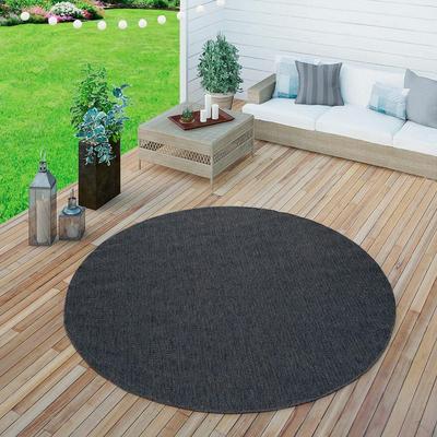 Teppich PACO HOME "Timber 125", blau (navy), H:4mm Ø:200cm, Polypropylen (PP), Teppiche, Flachgewebe, Sisal Optik, In- und Outdoor geeignet, Wohnzimmer Image