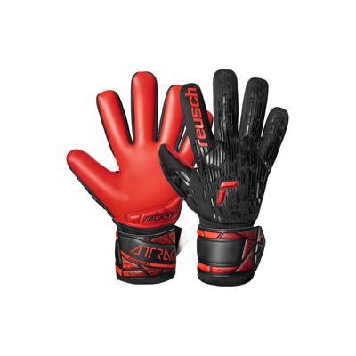 Torwarthandschuhe REUSCH "Attrakt Freegel Silver NC", Damen, Gr. 11, schwarz (schwarz, rot), 56% Elastodien, 34% Polyester, 5% Polyurethan, mehrfarbig, sportlich, Handschuhe, mit flexibler Rückhand