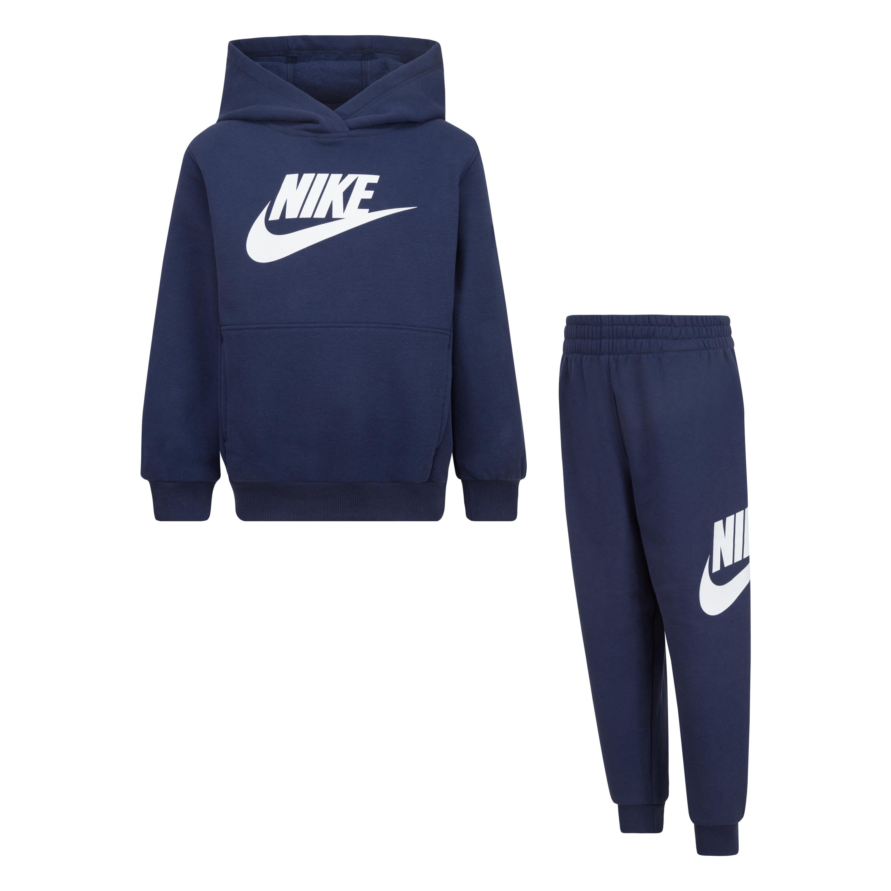 Jogginganzug NIKE SPORTSWEAR "NKN CLUB FLEECE SET", Kinder, Gr. 6 (116), blau (midnight navy), Sweatware, Obermaterial: 60% Baumwolle, 40% Polyester, Sportlich, Sportanzüge, für Kinder Image