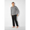 Pyjama S.OLIVER, Herren, Gr. 48/50 (M), schwarz (grau, meliert, schwarz), Jersey, Obermaterial: 95% Baumwolle, 5% Elasthan, unifarben, Basic, bequem lang, Rundhals, Langarm abgesteppte Kante, Homewear-Sets, Schlafanzug mit Knopfleiste