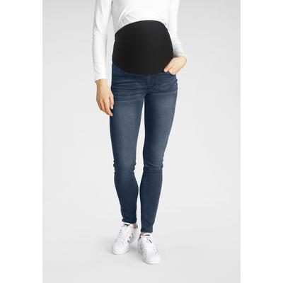 Umstandsjeans NEUN MONATE "Stretch-Jeans für Schwangerschaft und Stillzeit", Damen, Gr. 46, N-Gr, blau (schwarz, blau, used), Jersey, Obermaterial: 59% Baumwolle, 40% Polyester, 1% Elasthan, Basic, skinny fit lang, Jeans, hohe Leibhöhe, ohne... Image