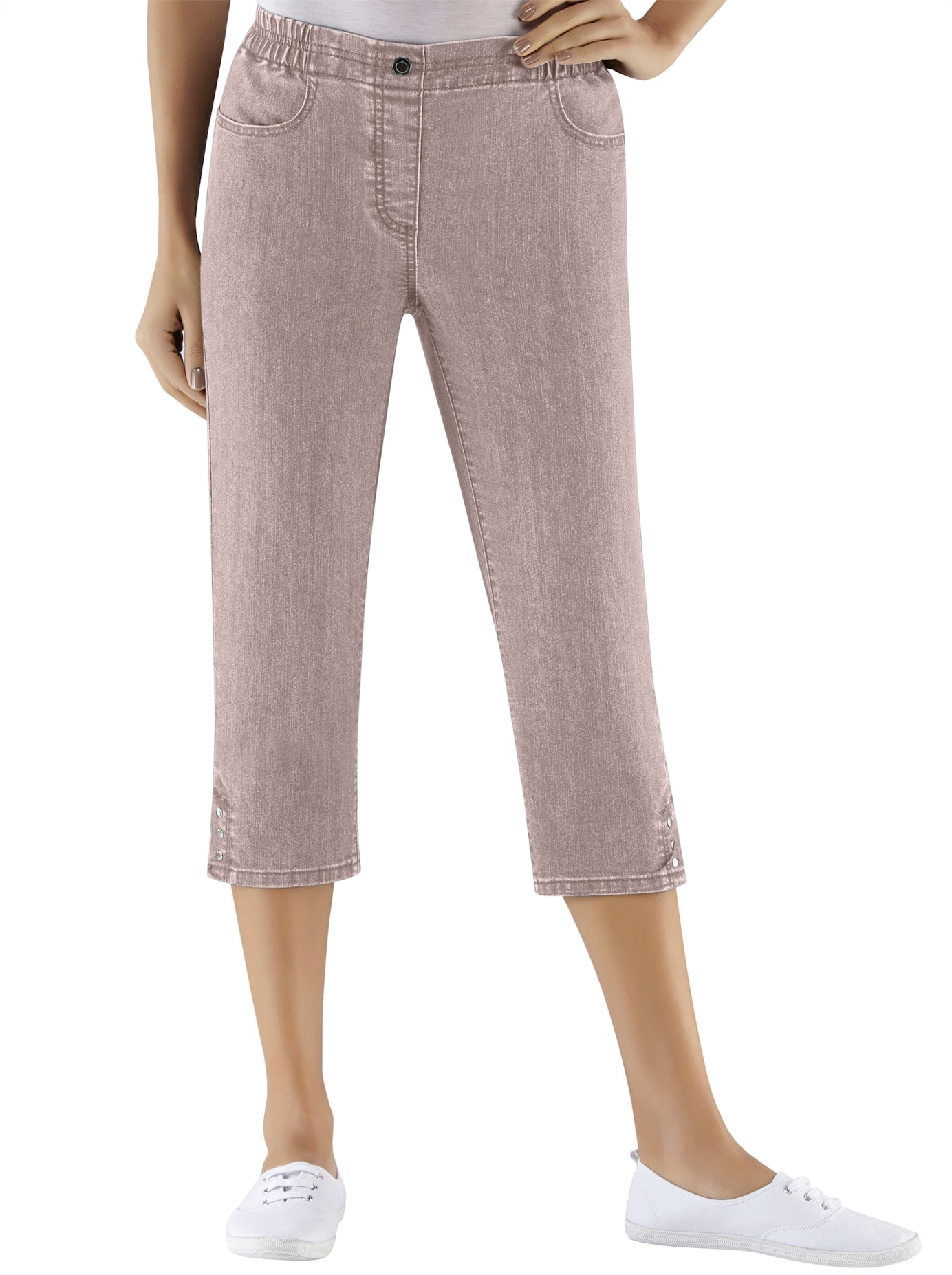 Caprijeans CLASSIC BASICS, Damen, Gr. 46, Normalgrößen, beige, 96% Baumwolle, 4% Elasthan, unifarben, 3/4-Länge, Jeans Image